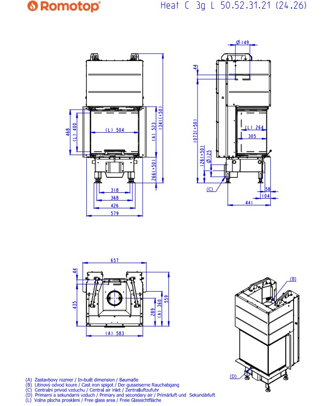 Kominek stalowy Romotop Heat C 3G L 50.52.31.24 trzyszybowy z gilotyną - wymiary.jpg