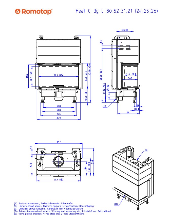Kominek stalowy Romotop Heat C 3G L 80.52.31.24 trzyszybowy z gilotyną - wymiary.jpg