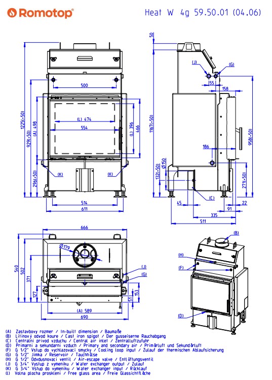 Kominek stalowy z płaszczem wodnym Romotop Heat W 4G 59.50.04 - wymiary.jpg