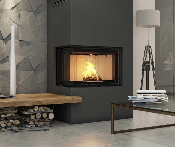 Kominek Intra S BL G w salonie