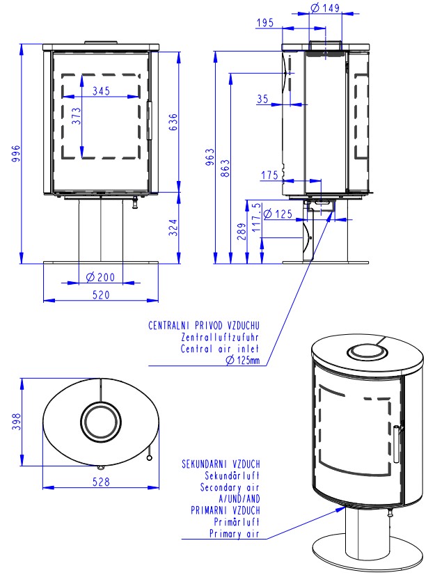 Laredo T Kamień - rysunek wymiarowy