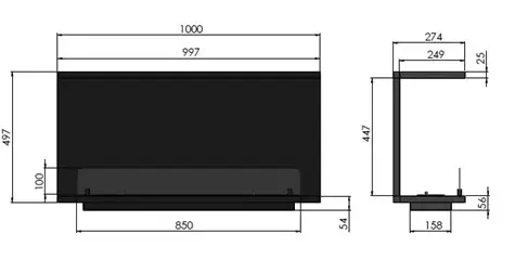 Wymiary biokominka Infiere Inside C1000 vers 2