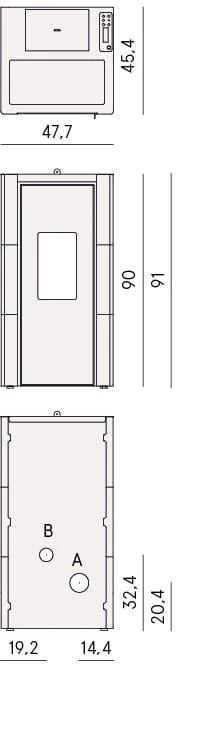 Wymiary piecyka Cadel Cristal 7
