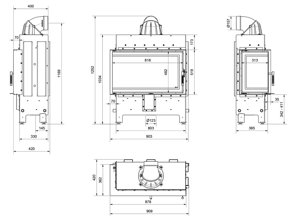 Wymiary Lucy Slim 10 kW Lewy