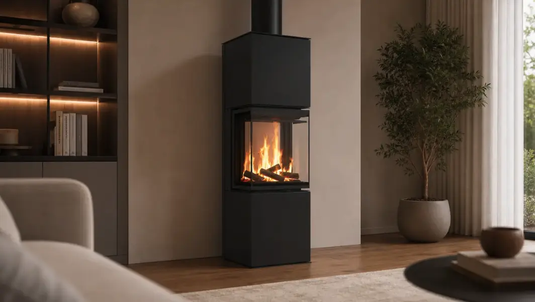 Wizualizacja zamontowanego pieca stalowego Siga 3S 6,5 kW