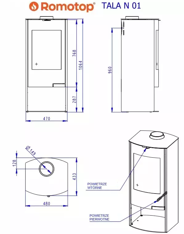 Wymiary piecyka Tala N 01