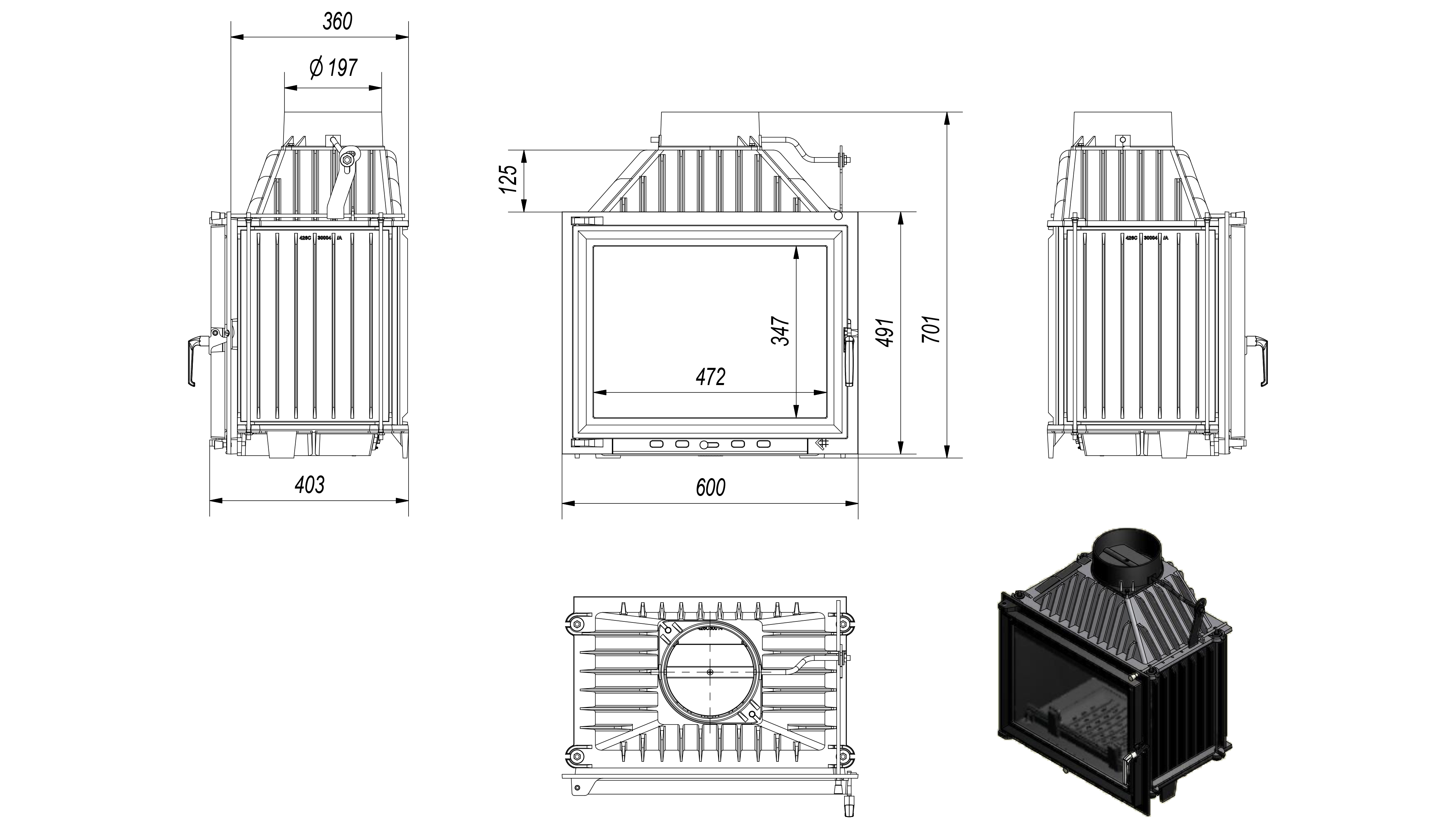 Wymiary kominka Maja 8